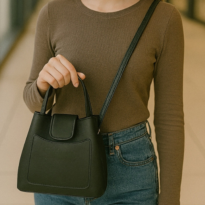 Bolsa Saquinho Feminina Valena – Mão e Transversal com Divisórias Internas